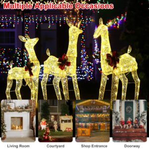 3-Piece Christmas Reindeer Family Set, Warm White Lighted Christmas Decoration Outdoor, Waterproof Christmas Deer Decor for Yard Patio Lawn Garden Party