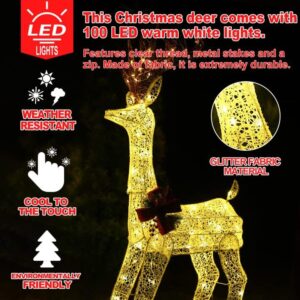 3-Piece Christmas Reindeer Family Set, Warm White Lighted Christmas Decoration Outdoor, Waterproof Christmas Deer Decor for Yard Patio Lawn Garden Party