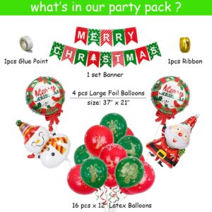 Christmas Party Decorations Supplies, 74 pcs Xmas Decorations Set - Including Paper Fans, Hanging Swirls, Photo Booth Props, Balloons, Confetti and Banner