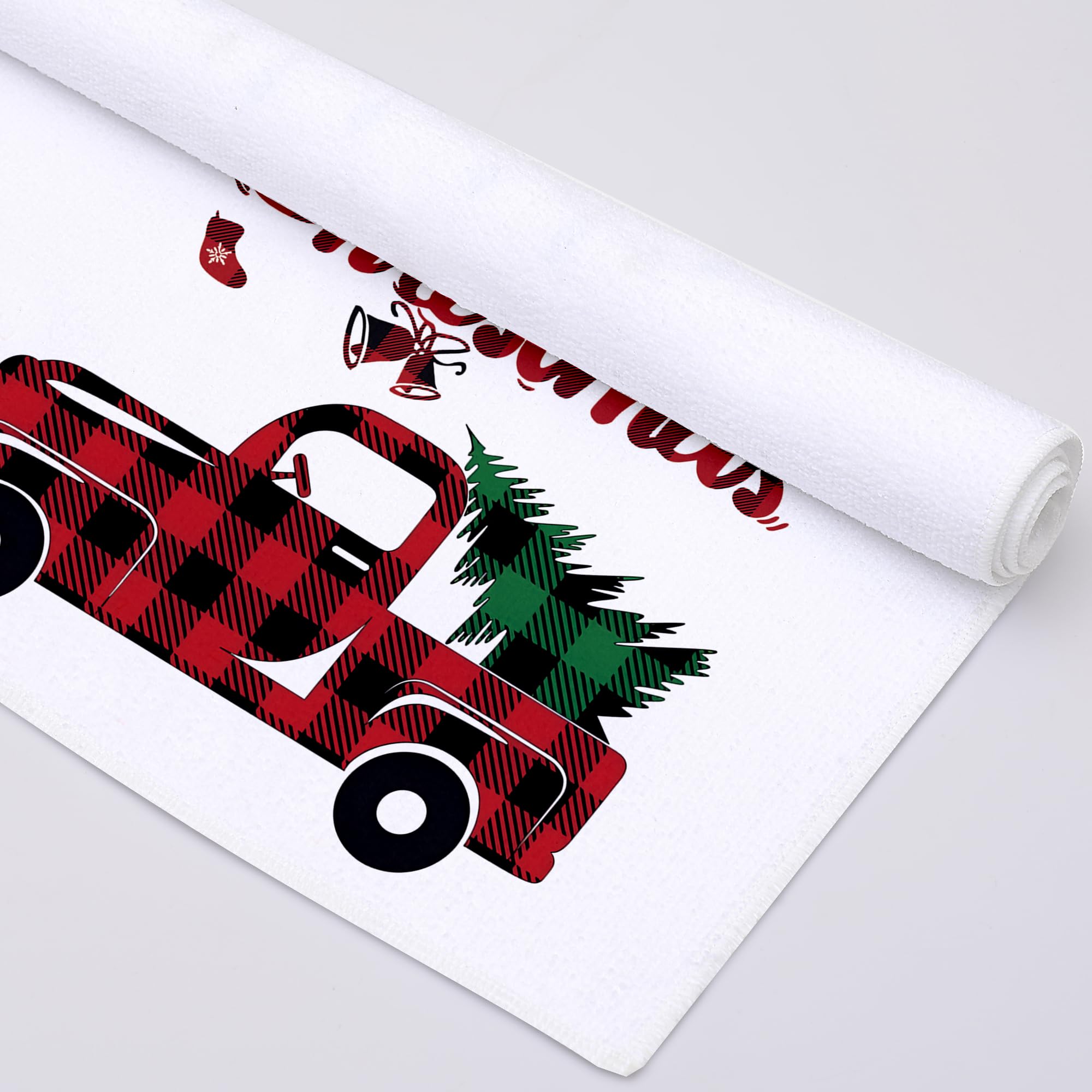 Miryoku Christmas Kitchen Towels Dish Towels Set of 4 Red White Merry Christmas Black Red Plaid Xmas Holiday Decorative Dishcloths Tea Towels for Home Decorations