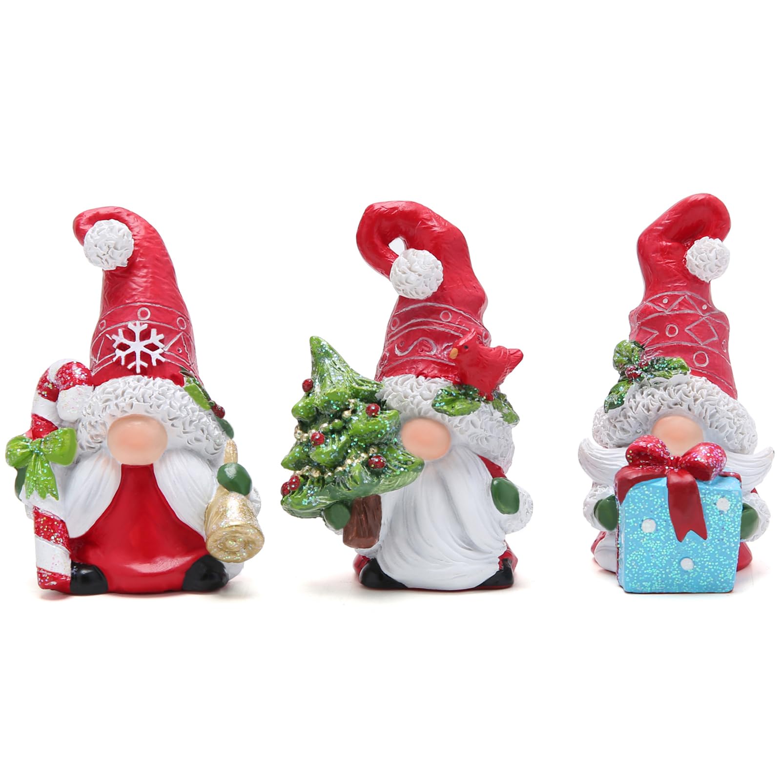 Hodao 3 Set of Joyful Christmas Gnomes Christmas Scandinavian Tomte Gnomes Figurines Christmas Decorations for Home Winter Holiday Decor Xmas Handmade Gifts for Women