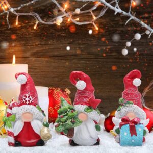 Hodao 3 Set of Joyful Christmas Gnomes Christmas Scandinavian Tomte Gnomes Figurines Christmas Decorations for Home Winter Holiday Decor Xmas Handmade Gifts for Women