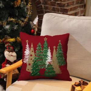 DFXSZ Christmas Pillow Covers 18x18 Inch Set of 2 Christmas Tree Decorative Red Throw Pillows Winter Christmas Decor for Home Couch 50C