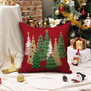 DFXSZ Christmas Pillow Covers 18x18 Inch Set of 2 Christmas Tree Decorative Red Throw Pillows Winter Christmas Decor for Home Couch 50C