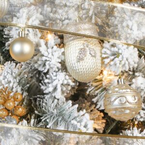 Alupssuc 80Pcs Christmas Balls Ornaments Set, Christmas Tree Decorations, Shatterproof Plastic Christmas Decor Hanging Balls with Hooks for X-mas Party Wedding Holiday, Champagne Gold