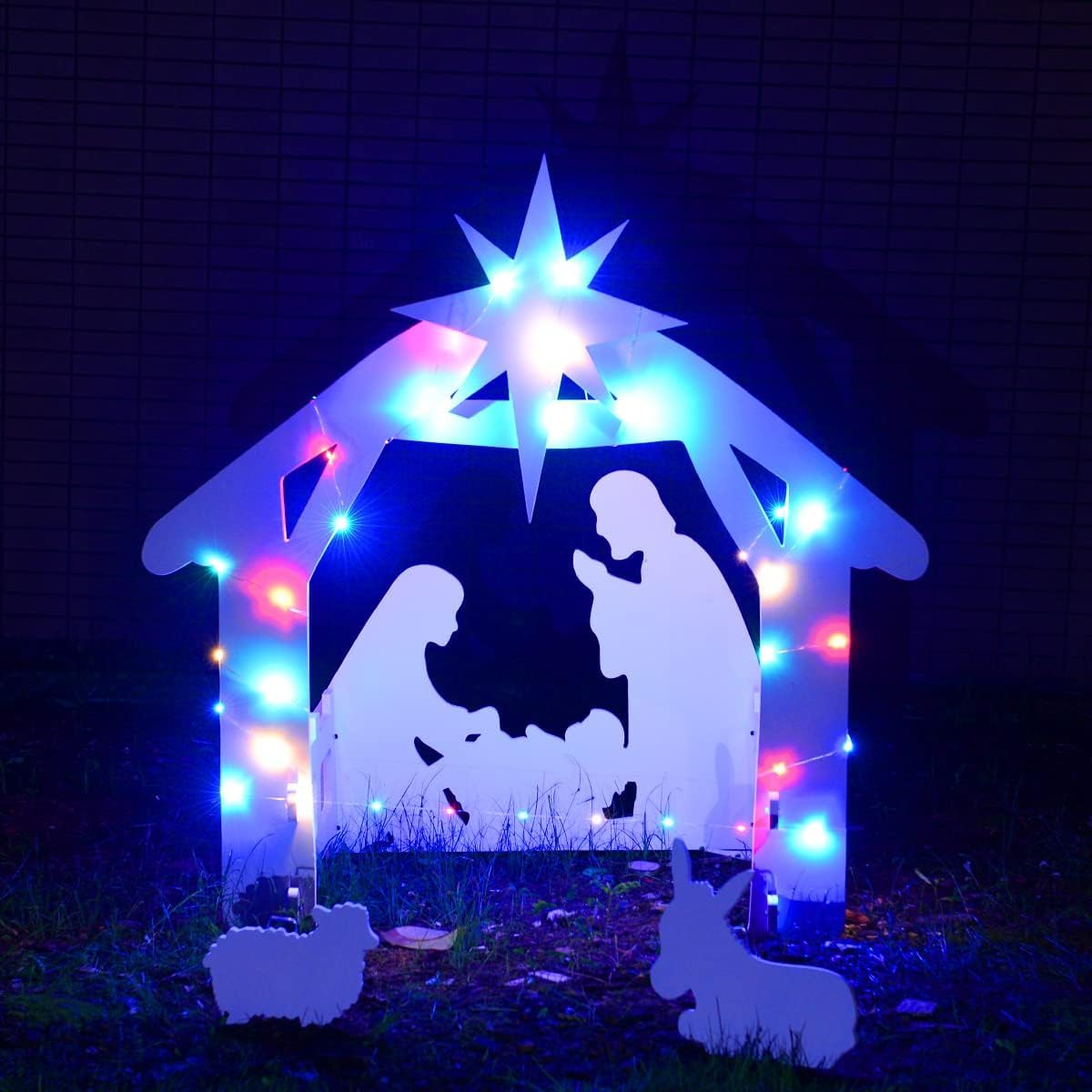 JAZIPO Large Nativity Scene Outdoor, Weather-Resistant Nativity Set Christmas Holy Family Christmas Decorations Outdoor for Front Yard, Lawn and Church