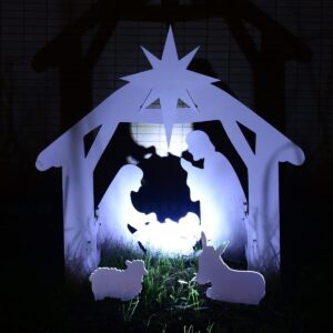 JAZIPO Large Nativity Scene Outdoor, Weather-Resistant Nativity Set Christmas Holy Family Christmas Decorations Outdoor for Front Yard, Lawn and Church