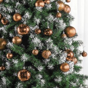 PREXTEX Champagne Christmas Ball Ornaments (36 pcs) - Shatterproof Xmas Tree Decorations with Hanging Loop in 6 Styles and 3 Sizes