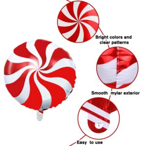 YUJUN 30Pcs Christmas Balloons Decoration Set, Candy Cane Gift Box Mylar Foil Balloons for Christmas New Year Candies Xmas Theme Party Decorations