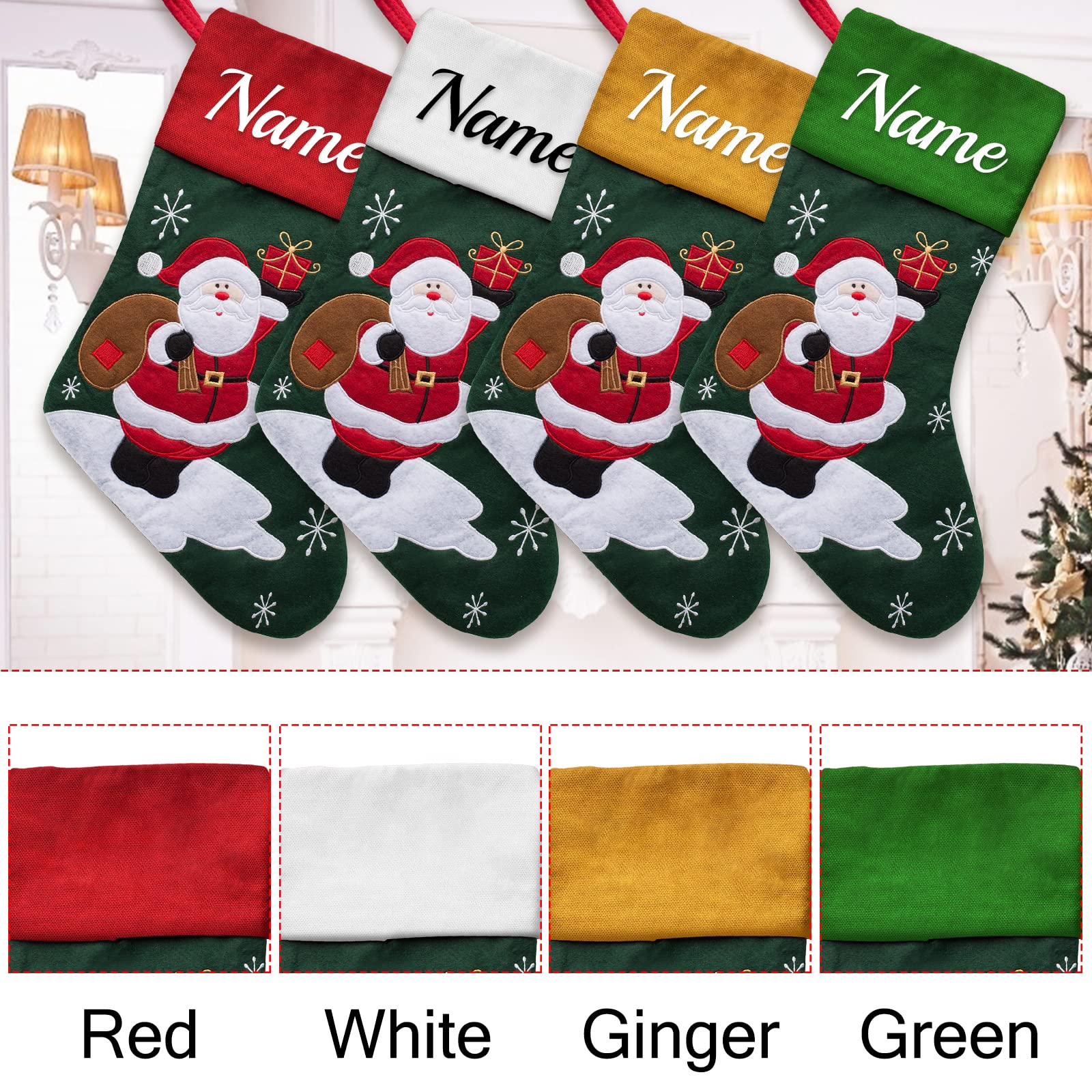 VPkiirai Personalized Christmas Stockings Set of 1 Custom Christmas Stockings with Name Family Ornament for Xmas Holiday Decoration