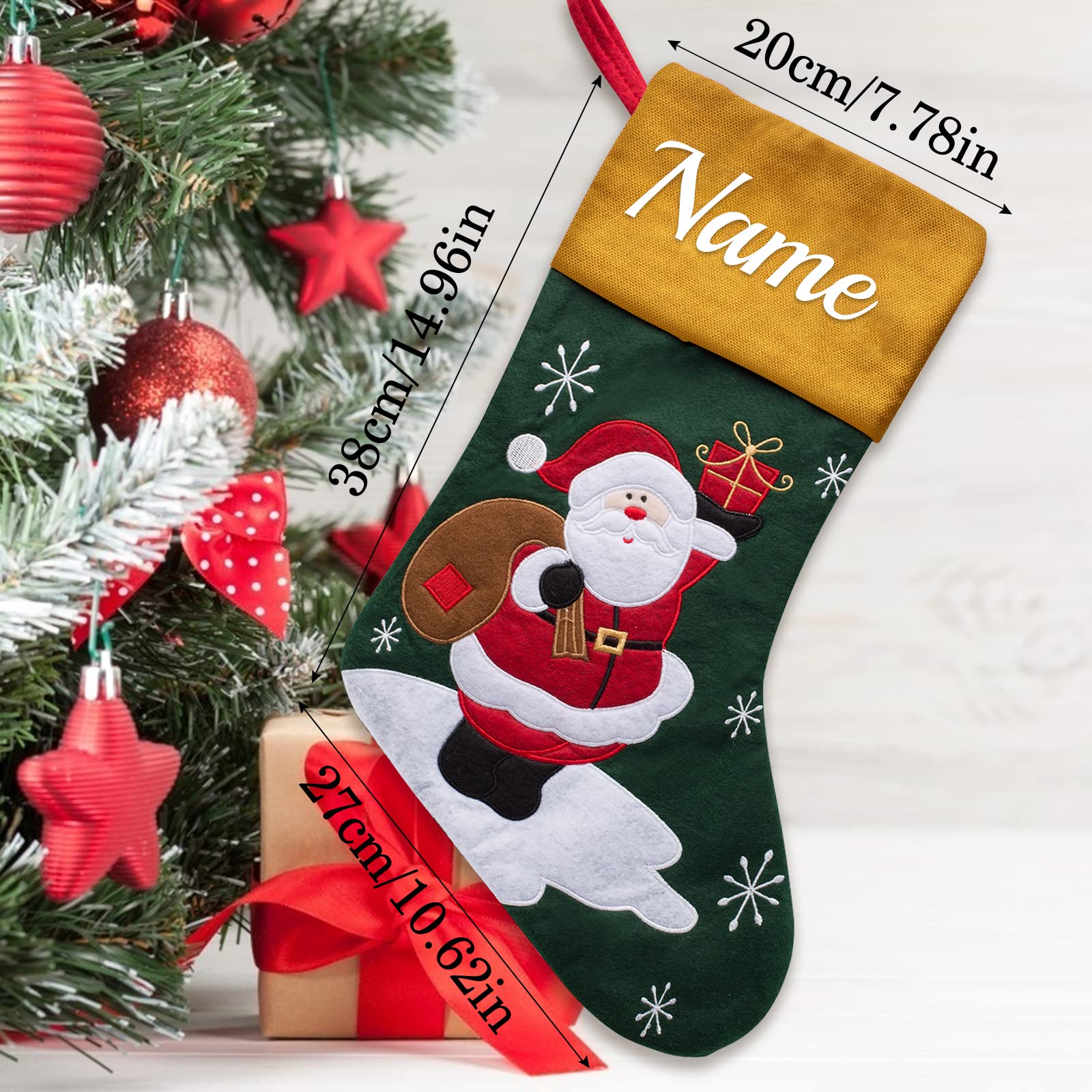 VPkiirai Personalized Christmas Stockings Set of 1 Custom Christmas Stockings with Name Family Ornament for Xmas Holiday Decoration