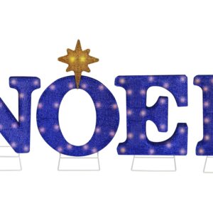 Noel Nativity Set - Outdoor Christmas Decoration for Christmas Indoor Lawn - Religious Scene Yard Sign Decor with Stakes for Home - 12.6” Tall Pre-Lit 70 Lights (Set of 4)