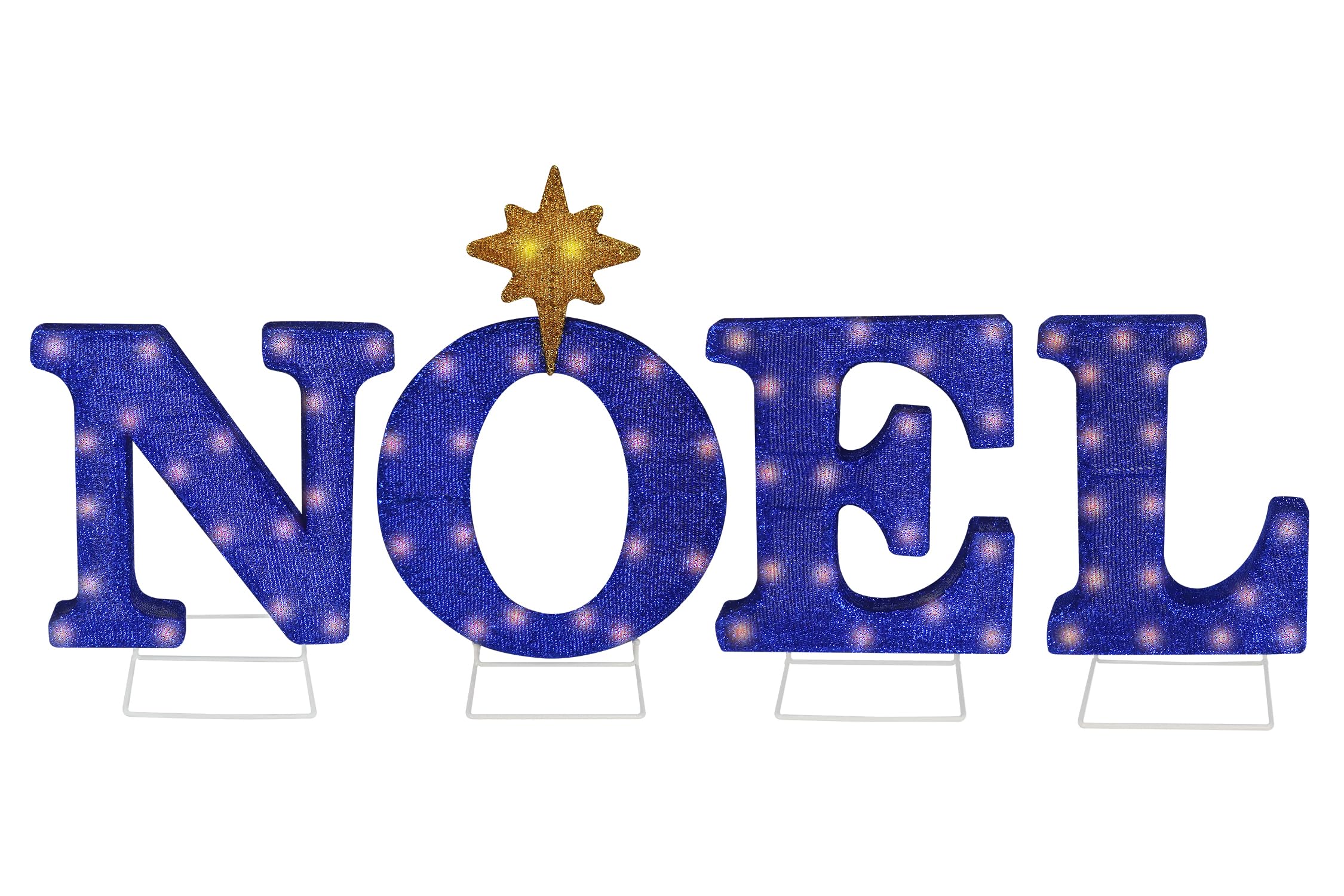 Noel Nativity Set - Outdoor Christmas Decoration for Christmas Indoor Lawn - Religious Scene Yard Sign Decor with Stakes for Home - 12.6” Tall Pre-Lit 70 Lights (Set of 4)