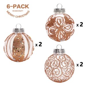 MoonXmas Christmas Ornaments Set, 2.75"/70MM Red Clear Plastic Shatterproof Christmas Tree Hanging Decorations, for Indoor Home Halloween Thanksgiving Xmas Decor - 6Pcs.