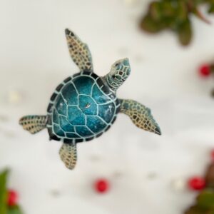 Blue Sea Turtle Ornament - Hand-Painted 2023 Christmas Decorations - Beach Themed, Ocean Decor Christmas Tree Ornaments - Ideal Stocking Stuffer in Giftable Packaging by rengöra