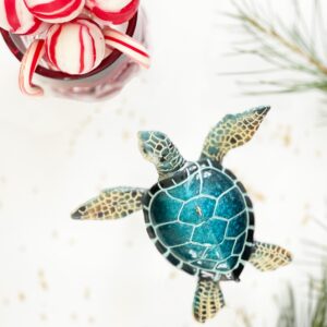 Blue Sea Turtle Ornament - Hand-Painted 2023 Christmas Decorations - Beach Themed, Ocean Decor Christmas Tree Ornaments - Ideal Stocking Stuffer in Giftable Packaging by rengöra