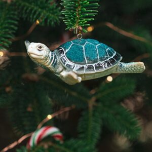 Blue Sea Turtle Ornament - Hand-Painted 2023 Christmas Decorations - Beach Themed, Ocean Decor Christmas Tree Ornaments - Ideal Stocking Stuffer in Giftable Packaging by rengöra