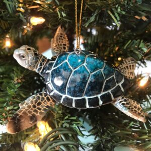 Blue Sea Turtle Ornament - Hand-Painted 2023 Christmas Decorations - Beach Themed, Ocean Decor Christmas Tree Ornaments - Ideal Stocking Stuffer in Giftable Packaging by rengöra