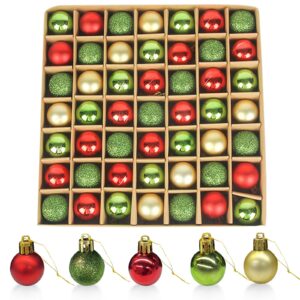 Fimcosy 1 Inch Miniature Christmas Ball Ornaments Set of 49 pcs Mini Christmas Tree Decorations for Small Christmas Tree Decor Home Indoor Decoration