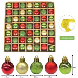 Fimcosy 1 Inch Miniature Christmas Ball Ornaments Set of 49 pcs Mini Christmas Tree Decorations for Small Christmas Tree Decor Home Indoor Decoration