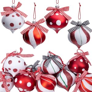 12 Pcs Peppermint Candy Cane Ornament Set - 3.5 x 2.7 Inch Hanging Ornaments for Christmas Tree Party Home Decoration