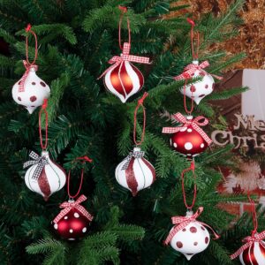 12 Pcs Peppermint Candy Cane Ornament Set - 3.5 x 2.7 Inch Hanging Ornaments for Christmas Tree Party Home Decoration