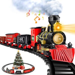 baingesk train set, electric train toy for boys & girls, model christmas train set for under the tree, railway kit with sounds, light, for 3, 4, 5, 6, 7, 8+ year old kids