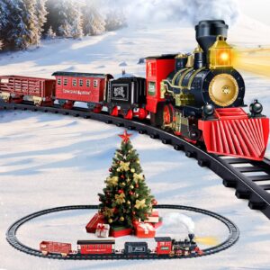 BainGesk Train Set, Electric Train Toy for Boys & Girls, Model Christmas Train Set for Under The Tree, Railway Kit with Sounds, Light, for 3, 4, 5, 6, 7, 8+ Year Old Kids