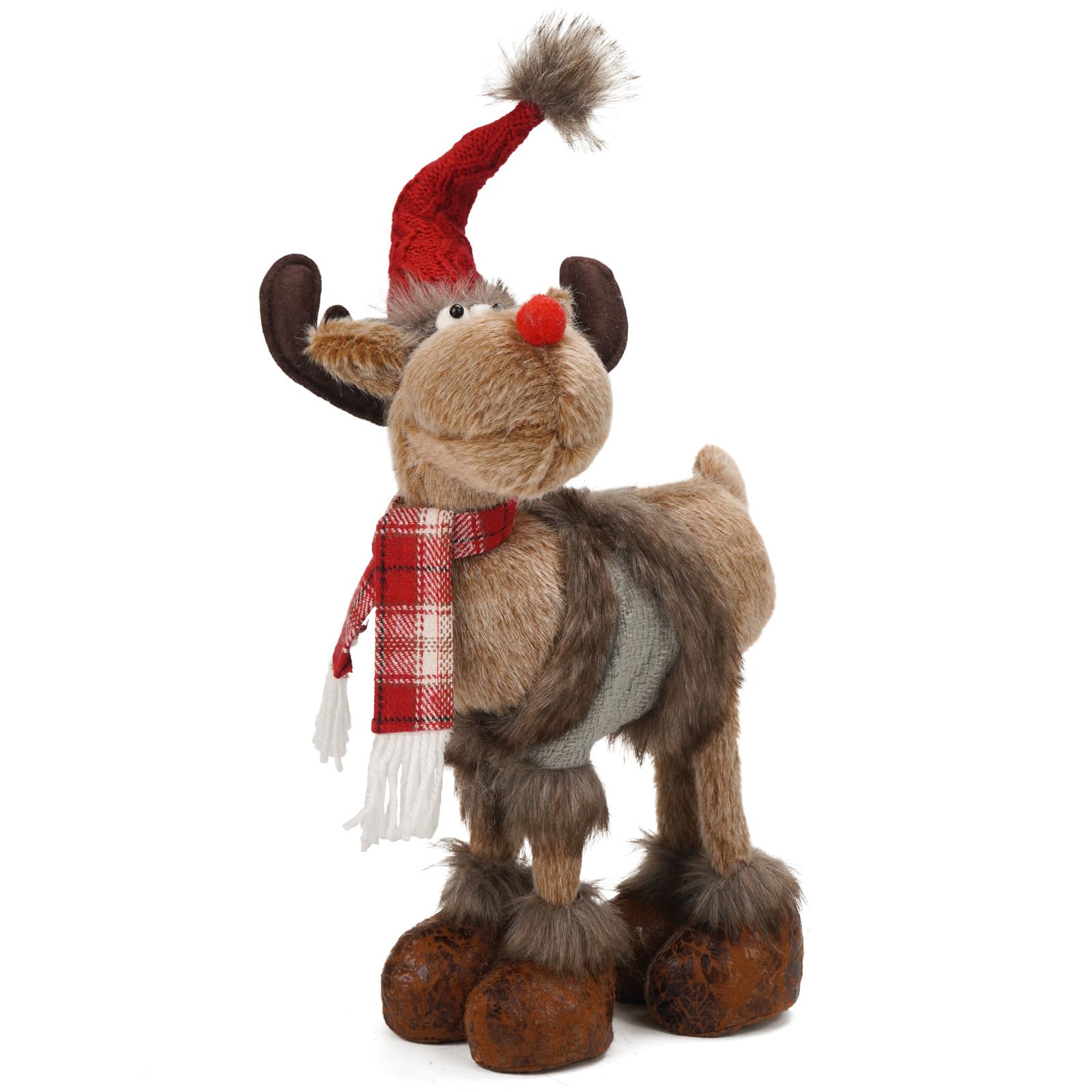 WOKEISE Reindeer Christmas Decoration Winter Holiday Deer Decor Gnome Plush for Home Indoor,Cute Rustic Xmas Moose Ornaments for Bedroom Tabletop Decor,Gift Idea,Grey