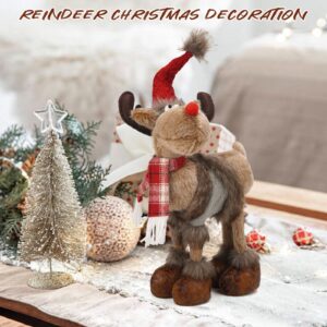 WOKEISE Reindeer Christmas Decoration Winter Holiday Deer Decor Gnome Plush for Home Indoor,Cute Rustic Xmas Moose Ornaments for Bedroom Tabletop Decor,Gift Idea,Grey