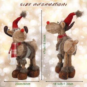 WOKEISE Reindeer Christmas Decoration Winter Holiday Deer Decor Gnome Plush for Home Indoor,Cute Rustic Xmas Moose Ornaments for Bedroom Tabletop Decor,Gift Idea,Grey