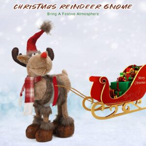 WOKEISE Reindeer Christmas Decoration Winter Holiday Deer Decor Gnome Plush for Home Indoor,Cute Rustic Xmas Moose Ornaments for Bedroom Tabletop Decor,Gift Idea,Grey