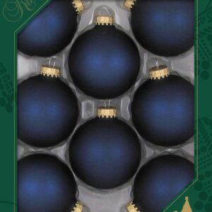 Glass Christmas Tree Ornaments - 67mm / 2.63" [8 Pieces] Designer Balls from Christmas By Krebs Seamless Hanging Holiday Decor (Velvet Midnight Haze Blue)