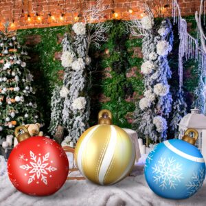 Jetec 4 Pcs 32 Inch Giant Christmas Ball Ornaments - Outdoor Inflatable PVC Decorated Yard Decorations (Stylish)