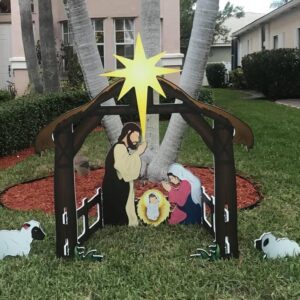 Outdoor Christmas Decorations - Outdoor Nativity Scene Set for Christmas Outdoor, Yard Nativity and Manger Scene Holy Family Full Yard Scene, Xmas Nativity Lawn Religious Scenes (Multicolor-Large)