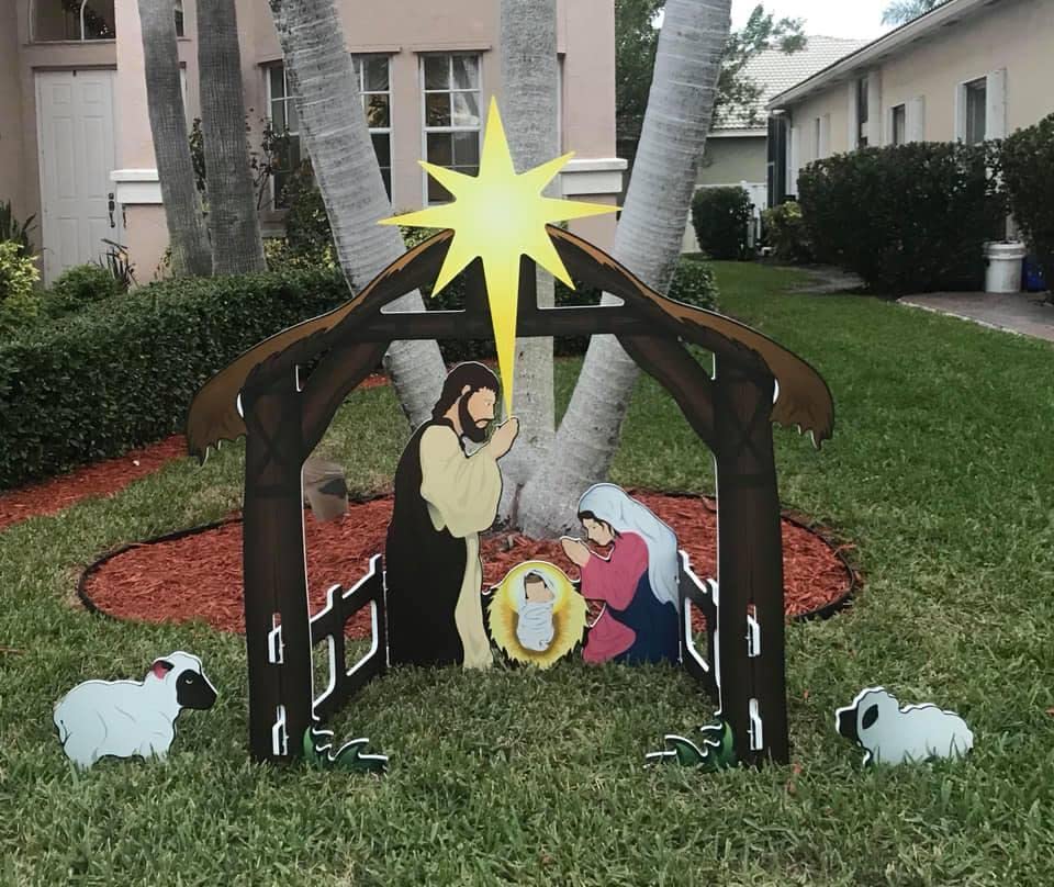 Outdoor Christmas Decorations - Outdoor Nativity Scene Set for Christmas Outdoor, Yard Nativity and Manger Scene Holy Family Full Yard Scene, Xmas Nativity Lawn Religious Scenes (Multicolor-Large)