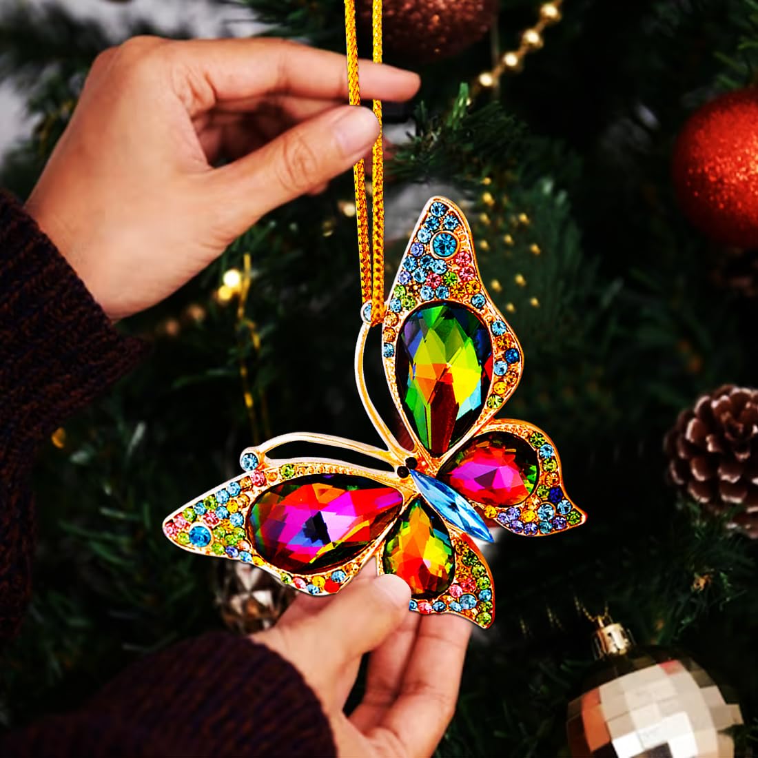 JUNQIU Butterfly Christmas Ornaments, 2024 Ornament for Christmas Tree, Monarch Butterfly Fancy Christmas Ornaments, Kids Christmas Ornaments Clearance -Butterfly Gifts for Women