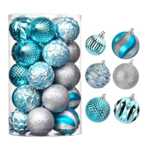 31pcs 2.75in & 1.97in christmas decoration balls shatterproof colorful set ornaments balls for festival wedding home party decors xmas tree hanging (baby blue & silver)