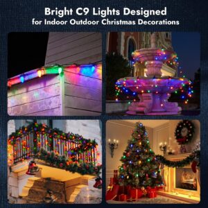 Dirnun C9 Led Christmas Lights Outdoor Christmas Decorations Commerical Grade 50Led 33ft Christmas Tree Lights Set for Indoor Outdoor Wedding, Holiday, Party, Home Christmas Decorations(Multicolor)