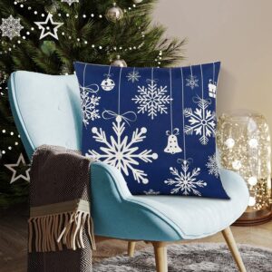 Harraca Christmas Pillow Covers 16x16 Set of 4, Christmas Decorations Throw Pillows, Christmas Pillows Decorative Throw Pillows, Blue Christmas Pillow Covers