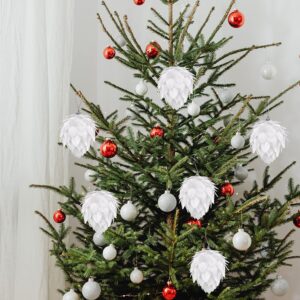 Christmas Ball Ornaments, 4pc Set Christmas Tree Decoration White Pinecone Ball Home Decoration Wedding Party Decorations