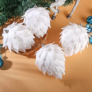 Christmas Ball Ornaments, 4pc Set Christmas Tree Decoration White Pinecone Ball Home Decoration Wedding Party Decorations