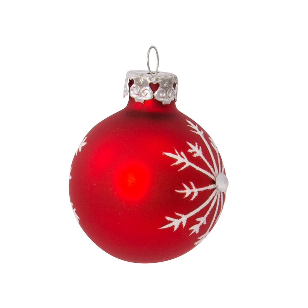 Kurt S. Adler C1852 Kurt Adler 1.57-Inch Red/White Decorated Glass Ball Ornament Set of 15, 15 Count for Christmas