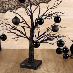 Lulu Home Christmas Hanging Ornaments, 34 Count Pre-Strung Plastic Balls, Shatterproof Barrel Packed Balls for Holiday Xmas Party Wreath Tabletop Tree Decorations, 1.57 Inch, Black