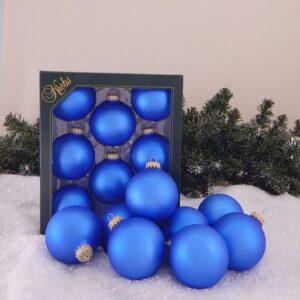 Glass Christmas Tree Ornaments - 67mm / 2.63" [8 Pieces] Designer Balls from Christmas By Krebs Seamless Hanging Holiday Decor (Velvet Classic Blue)