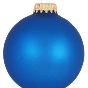 Glass Christmas Tree Ornaments - 67mm / 2.63" [8 Pieces] Designer Balls from Christmas By Krebs Seamless Hanging Holiday Decor (Velvet Classic Blue)