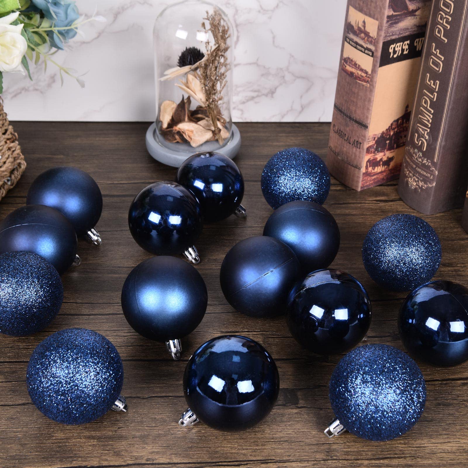 30ct Christmas Ball Ornaments, 2.36" Shatterproof Halloween Tree Decorations, Perfect Hanging Ball for Indoor/Outdoor Holiday Party Decor (Dark Blue)