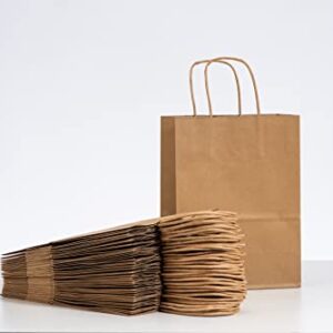 RACETOP Small Brown Kraft Paper Bags with Handles Bulk, 5.9"x3.2"x8.3" 50Pcs Small Gift Bags with Handles Bulk,Premium Brown Paper Gift Bags,small Paper shopping bags