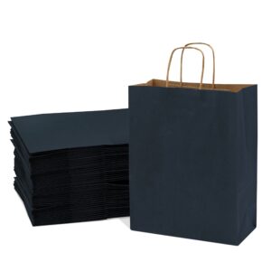 prime line packaging 10x5x13 100 pack navy blue gift bags with handles, medium paper bags for gift wrapping, shopping bags for small business, retail