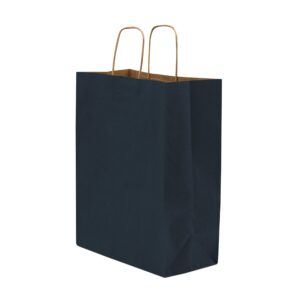 Prime Line Packaging 10x5x13 100 Pack Navy Blue Gift Bags with Handles, Medium Paper Bags for Gift Wrapping, Shopping Bags for Small Business, Retail